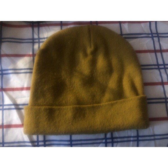 The North Face One Size Beige Beanie Cap Hat Winter Lightweight Logo knit - Picture 2 of 2